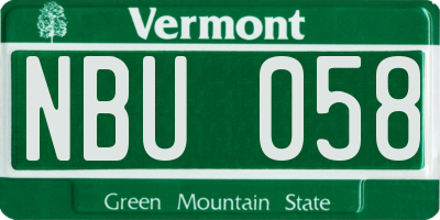 VT license plate NBU058
