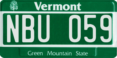 VT license plate NBU059