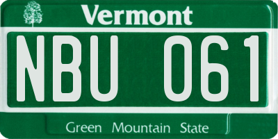 VT license plate NBU061