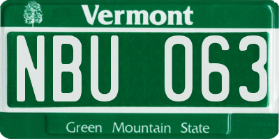 VT license plate NBU063