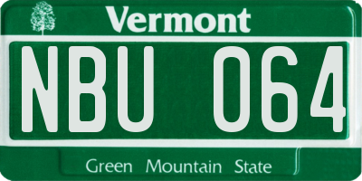 VT license plate NBU064