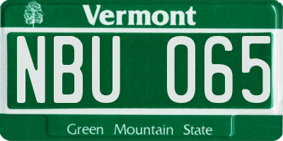 VT license plate NBU065