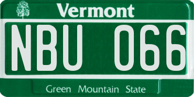 VT license plate NBU066