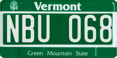VT license plate NBU068