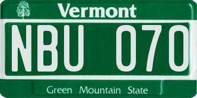 VT license plate NBU070