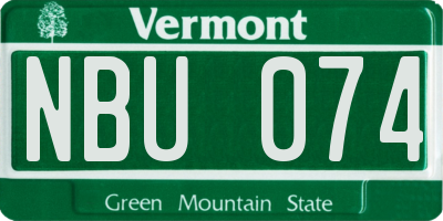 VT license plate NBU074