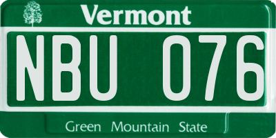 VT license plate NBU076