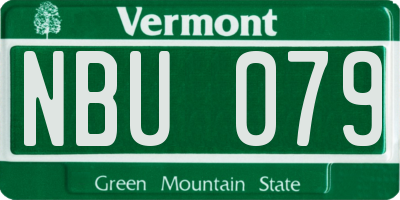 VT license plate NBU079