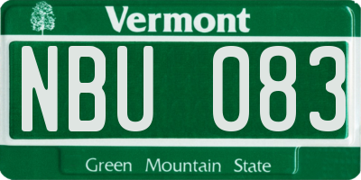 VT license plate NBU083