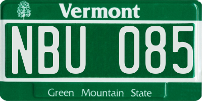 VT license plate NBU085