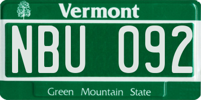 VT license plate NBU092