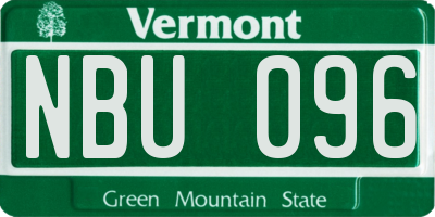 VT license plate NBU096