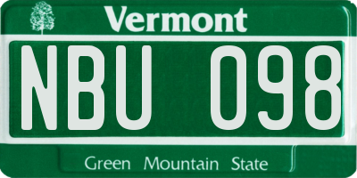 VT license plate NBU098