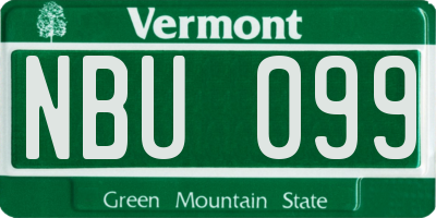 VT license plate NBU099