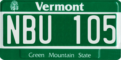 VT license plate NBU105