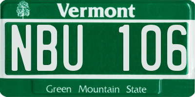VT license plate NBU106