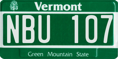 VT license plate NBU107