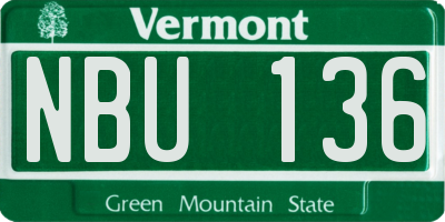 VT license plate NBU136