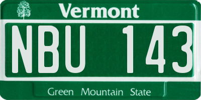 VT license plate NBU143
