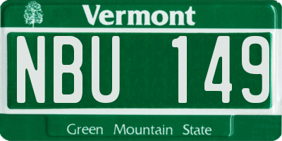 VT license plate NBU149