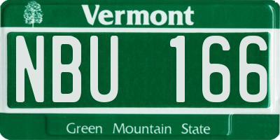 VT license plate NBU166