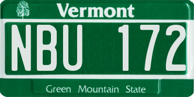 VT license plate NBU172