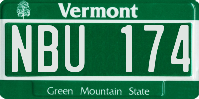 VT license plate NBU174