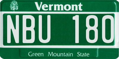 VT license plate NBU180
