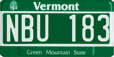 VT license plate NBU183
