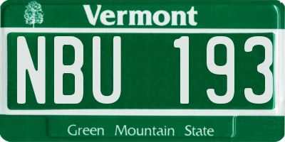 VT license plate NBU193