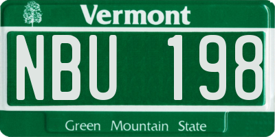VT license plate NBU198