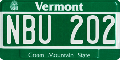 VT license plate NBU202
