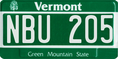 VT license plate NBU205