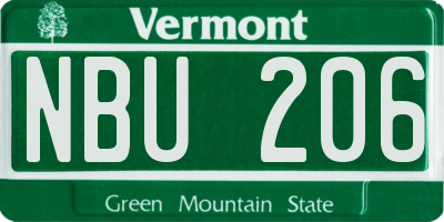 VT license plate NBU206