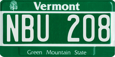 VT license plate NBU208