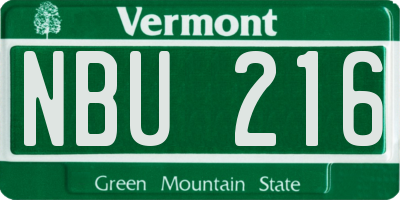 VT license plate NBU216
