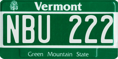 VT license plate NBU222