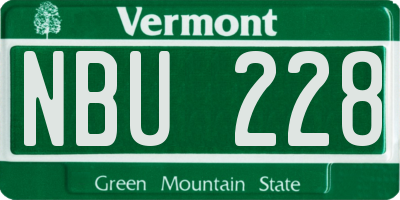 VT license plate NBU228