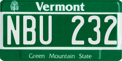 VT license plate NBU232