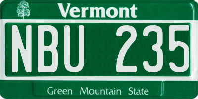VT license plate NBU235
