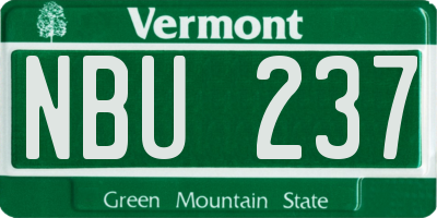 VT license plate NBU237