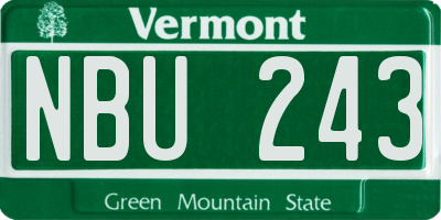 VT license plate NBU243