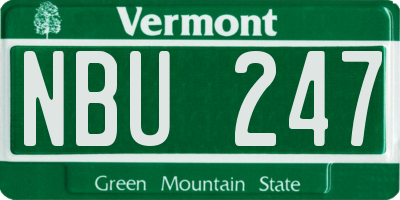 VT license plate NBU247