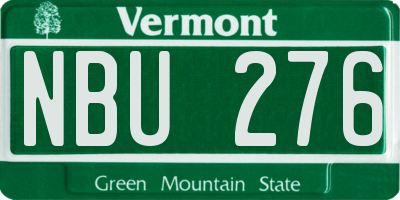 VT license plate NBU276