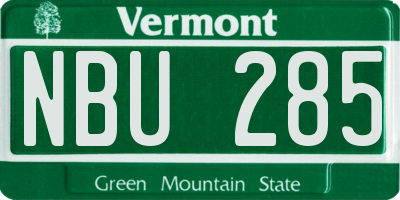 VT license plate NBU285