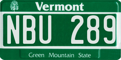VT license plate NBU289