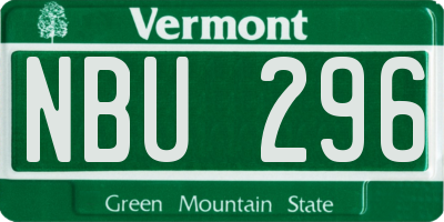 VT license plate NBU296