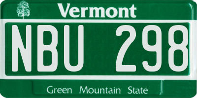 VT license plate NBU298