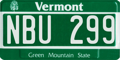VT license plate NBU299