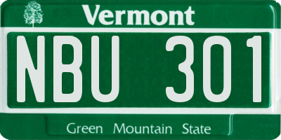 VT license plate NBU301